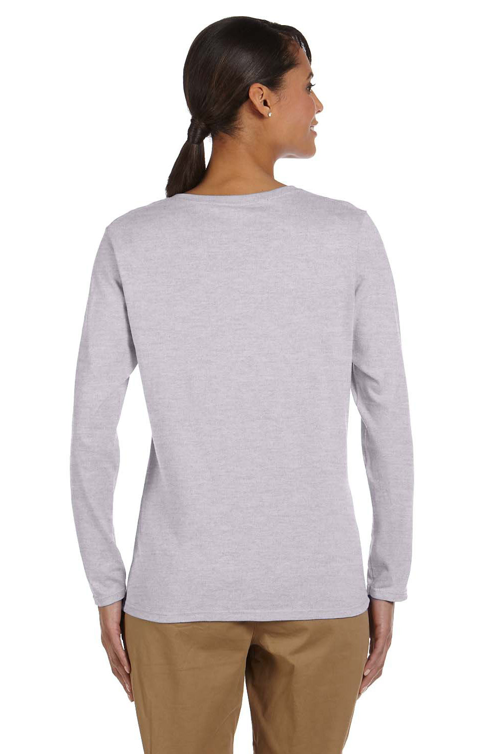 Gildan G540L Womens Long Sleeve Crewneck T-Shirt Sport Grey Back