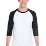 Gildan Mens 3/4 Sleeve Crewneck T-Shirt - White/Black
