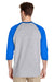 Gildan G570 Mens 3/4 Sleeve Crewneck T-Shirt Grey/Royal Blue Back