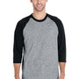 Gildan Mens 3/4 Sleeve Crewneck T-Shirt - Sport Grey/Black