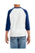 Gildan G570B Youth 3/4 Sleeve Crewneck T-Shirt White/Navy Blue Back