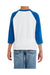 Gildan G570B Youth 3/4 Sleeve Crewneck T-Shirt White/Royal Blue Back