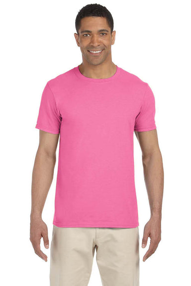 Gildan G640 Mens Softstyle Short Sleeve Crewneck T-Shirt Azalea Pink Front