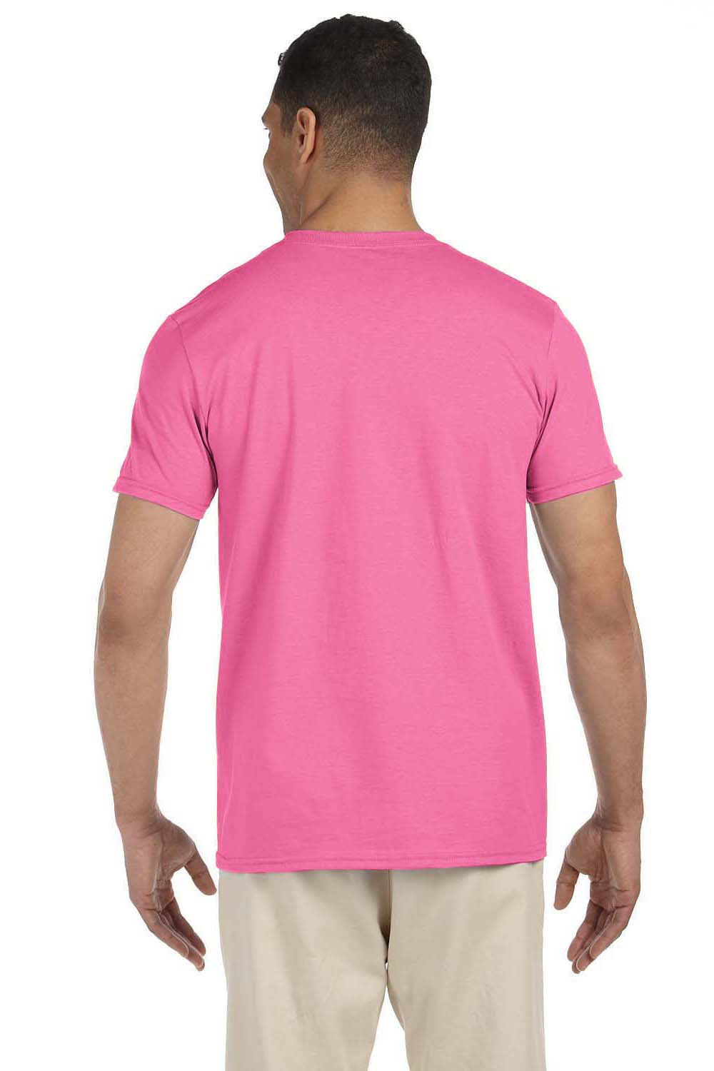 Gildan G640 Mens Softstyle Short Sleeve Crewneck T-Shirt Azalea Pink Back