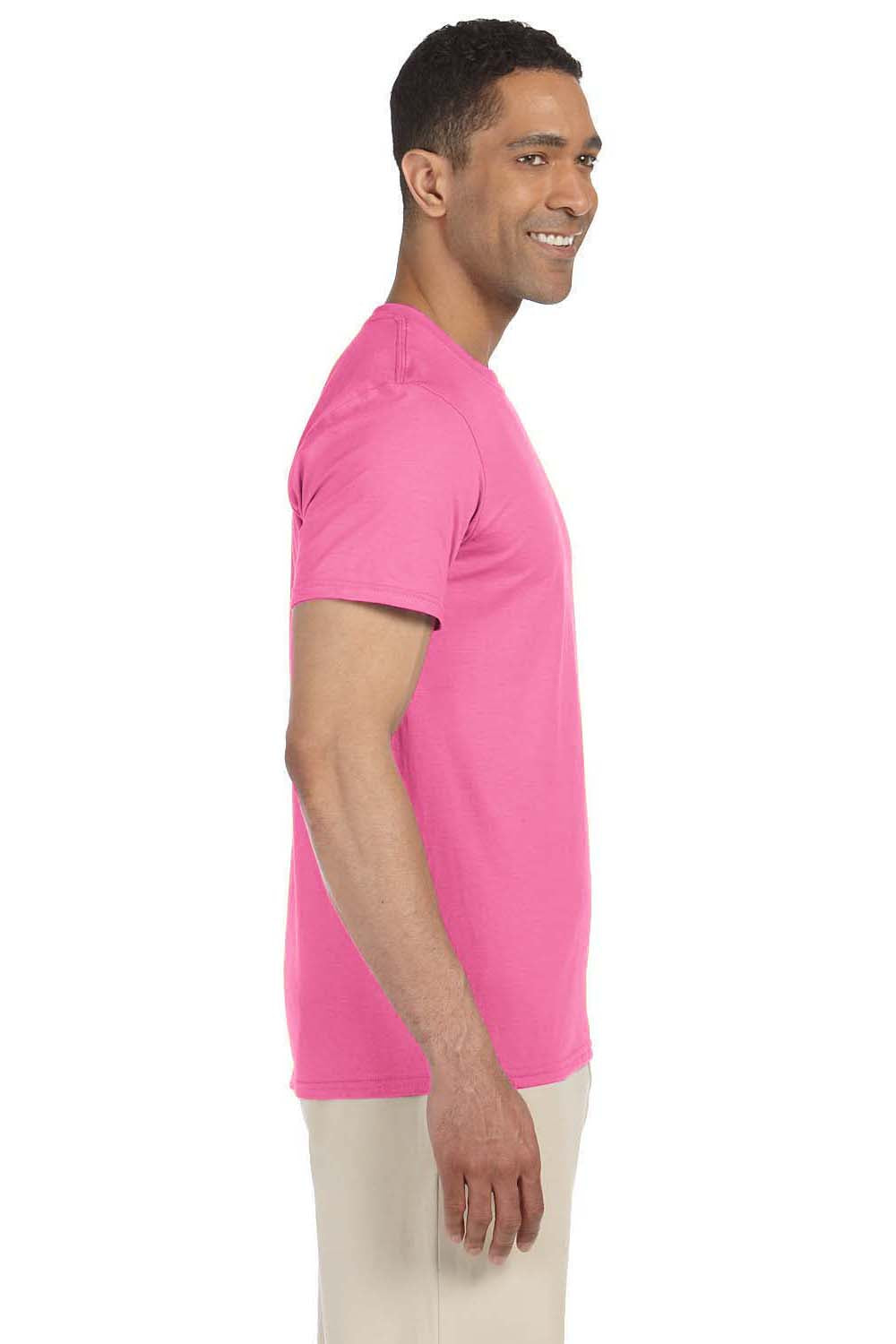 Gildan G640 Mens Softstyle Short Sleeve Crewneck T-Shirt Azalea Pink Side
