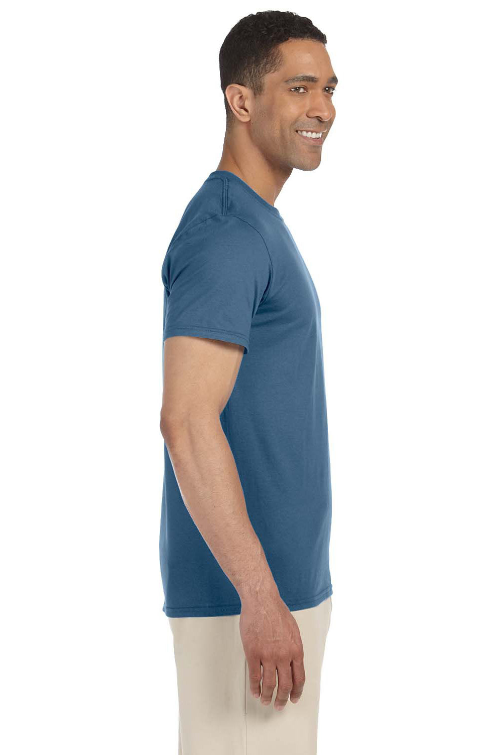 Gildan G640 Mens Softstyle Short Sleeve Crewneck T-Shirt Indigo Blue Side