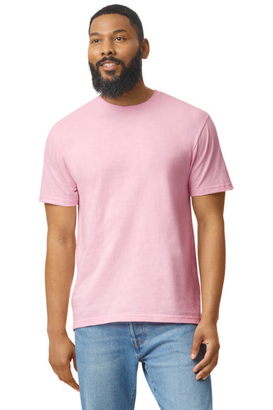 Gildan 64000/G640 Mens Softstyle Short Sleeve Crewneck T-Shirt Light Pink Front