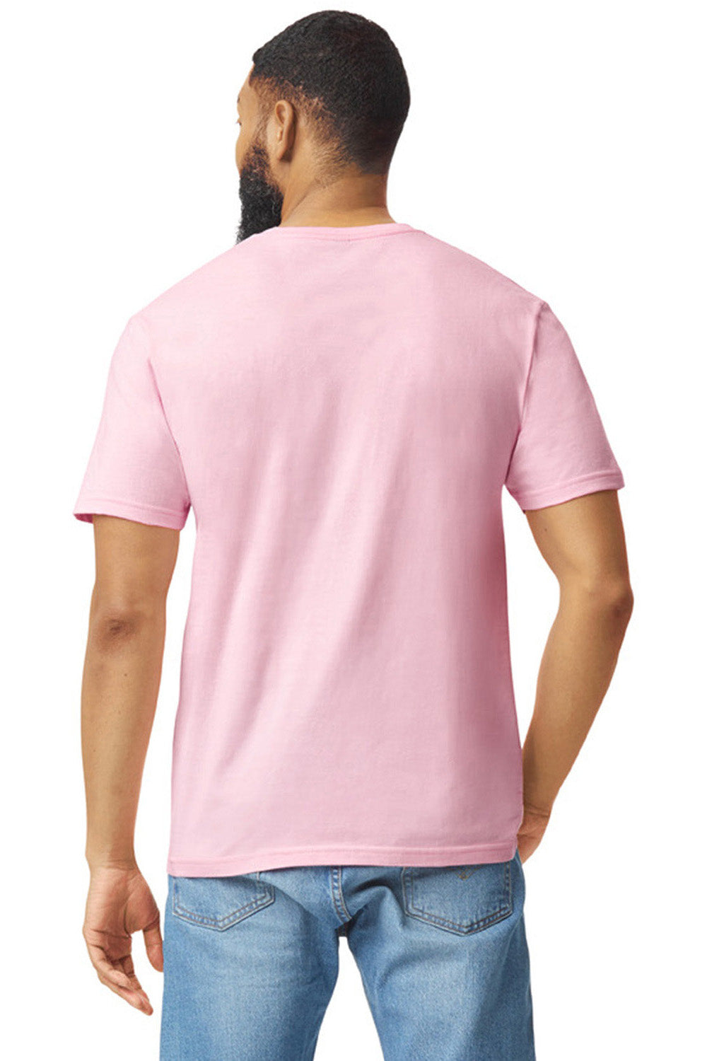 Gildan 64000/G640 Mens Softstyle Short Sleeve Crewneck T-Shirt Light Pink Back