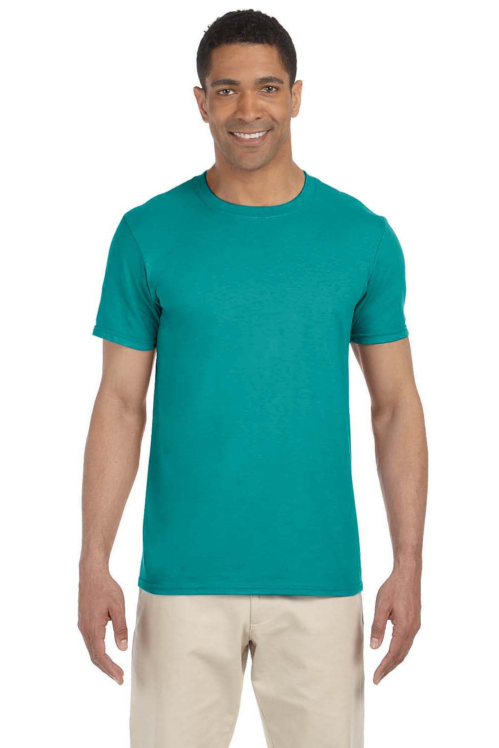 Gildan G640 Mens Softstyle Short Sleeve Crewneck T-Shirt Jade Green Front