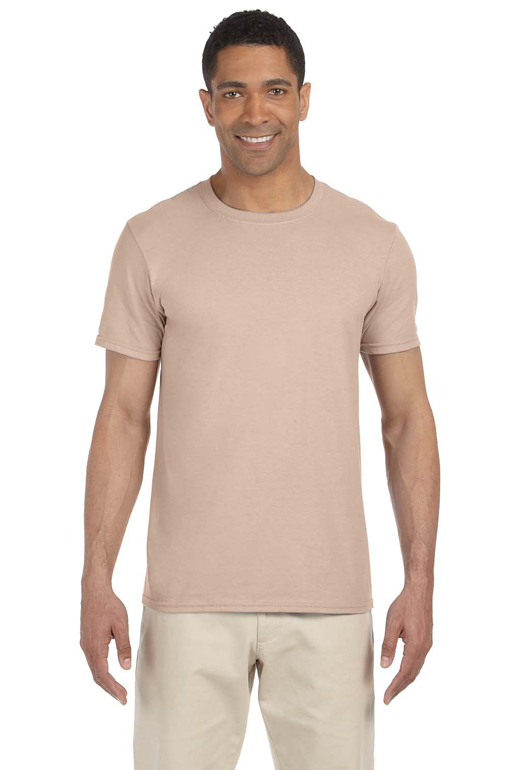 Gildan G640 Mens Softstyle Short Sleeve Crewneck T-Shirt Sand Brown Front