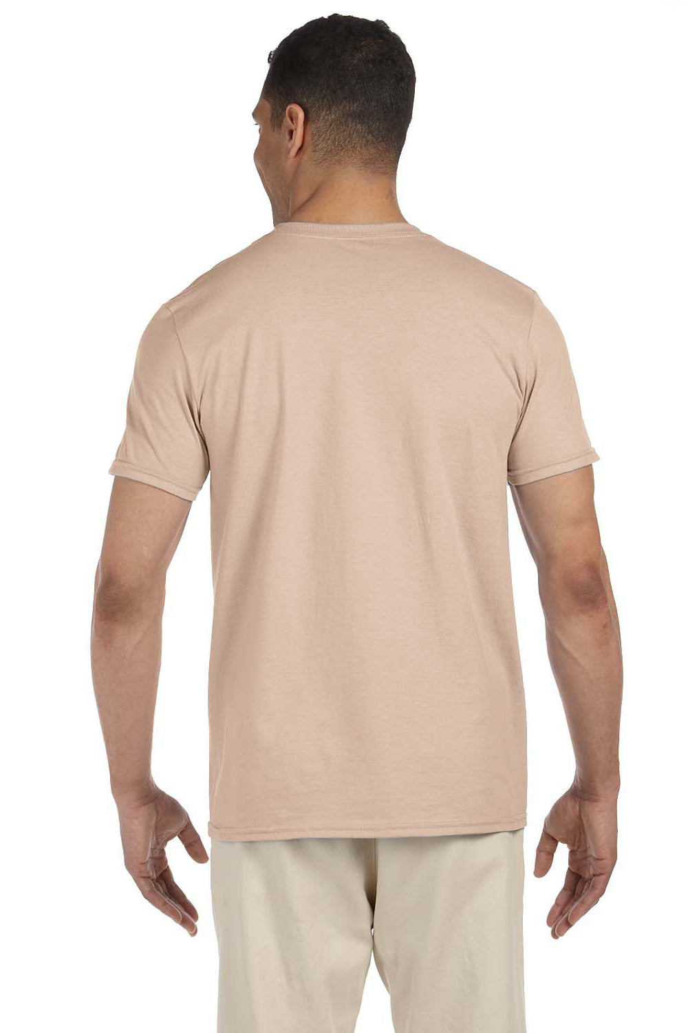 Gildan G640 Mens Softstyle Short Sleeve Crewneck T-Shirt Sand Brown Back