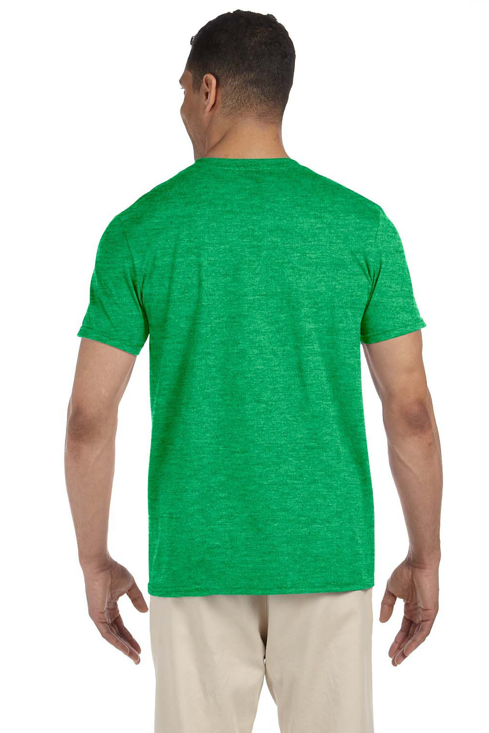 Gildan G640 Mens Softstyle Short Sleeve Crewneck T-Shirt Heather Irish Green Back