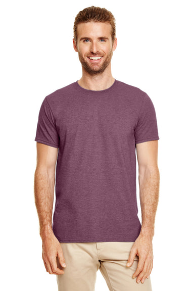 Gildan G640 Mens Softstyle Short Sleeve Crewneck T-Shirt Heather Maroon Front