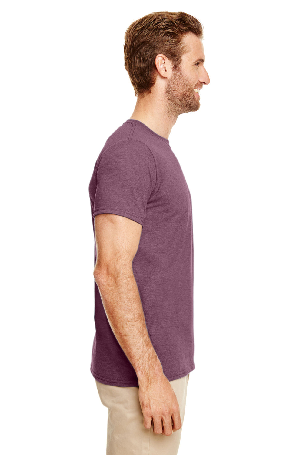 Gildan G640 Mens Softstyle Short Sleeve Crewneck T-Shirt Heather Maroon Side