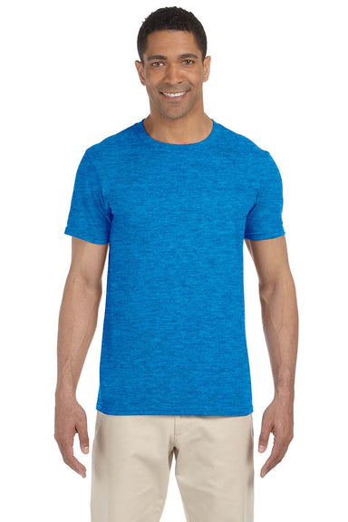 Gildan G640 Mens Softstyle Short Sleeve Crewneck T-Shirt Heather Royal Blue Front