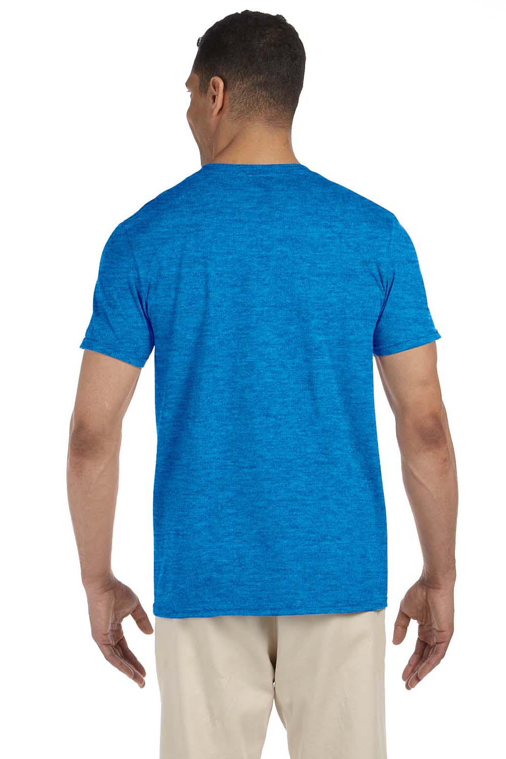 Gildan G640 Mens Softstyle Short Sleeve Crewneck T-Shirt Heather Royal Blue Back