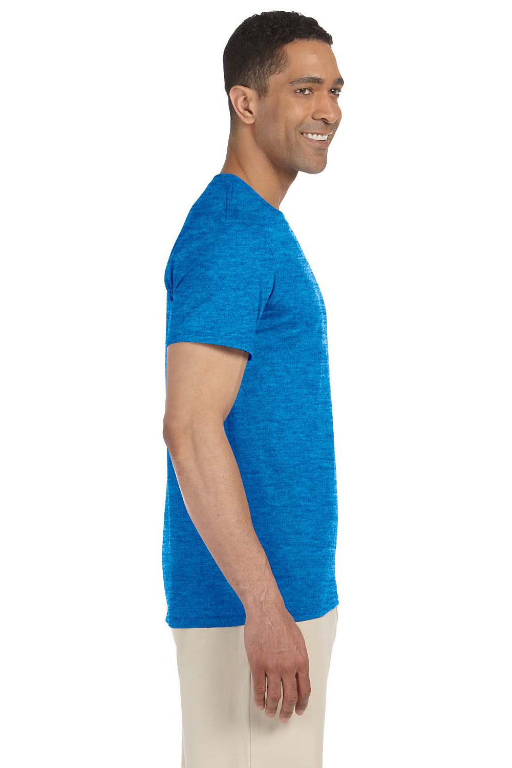 Gildan G640 Mens Softstyle Short Sleeve Crewneck T-Shirt Heather Royal Blue Side