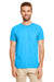 Gildan G640 Mens Softstyle Short Sleeve Crewneck T-Shirt Heather Sapphire Blue Front