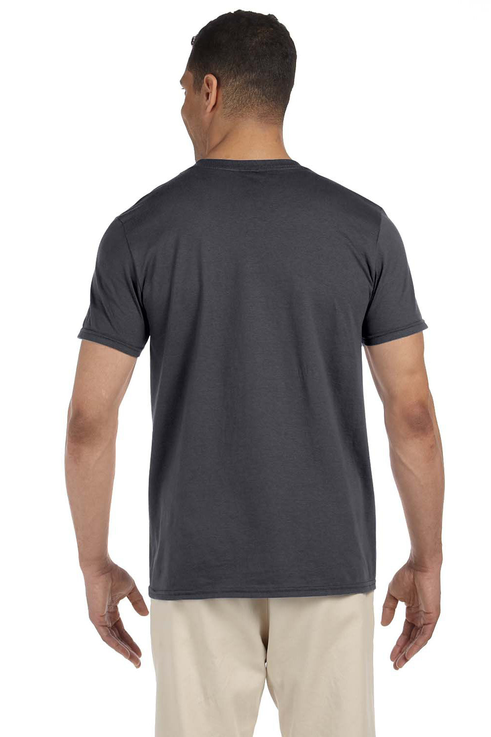 Gildan G640 Mens Softstyle Short Sleeve Crewneck T-Shirt Charcoal Grey Back
