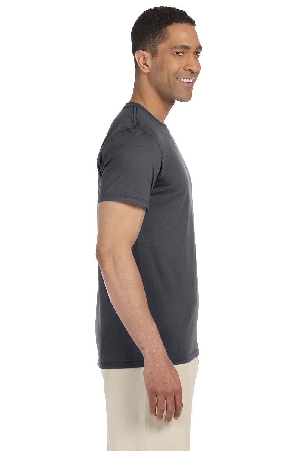 Gildan G640 Mens Softstyle Short Sleeve Crewneck T-Shirt Charcoal Grey Side