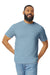 Gildan 64000/G640 Mens Softstyle Short Sleeve Crewneck T-Shirt Stone Blue Front