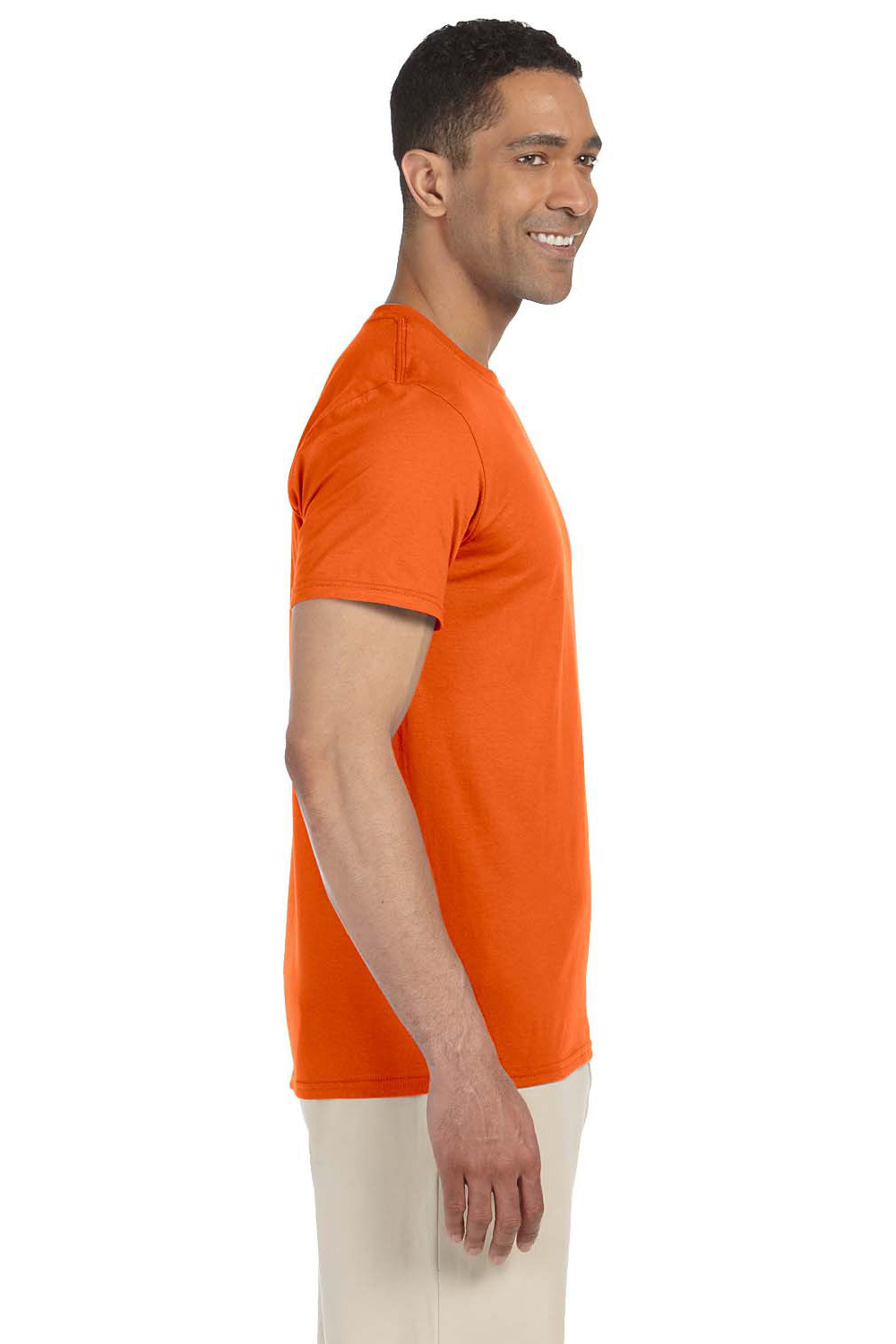 Gildan G640 Mens Softstyle Short Sleeve Crewneck T-Shirt Orange Side