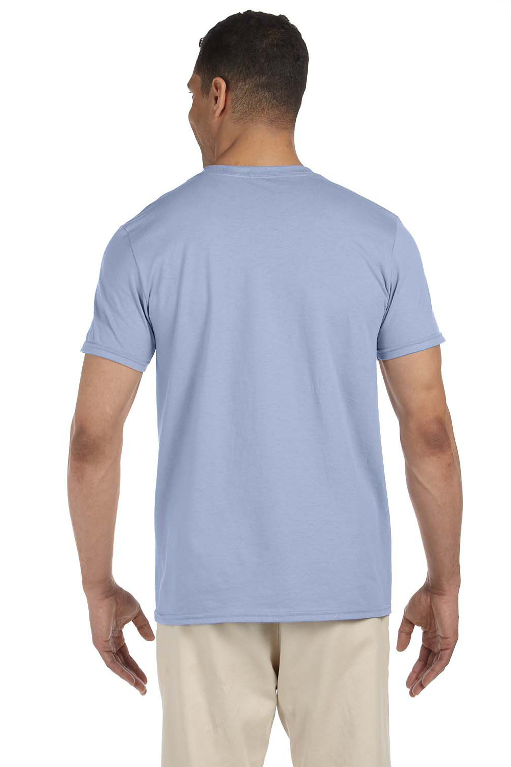 Gildan G640 Mens Softstyle Short Sleeve Crewneck T-Shirt Light Blue Back