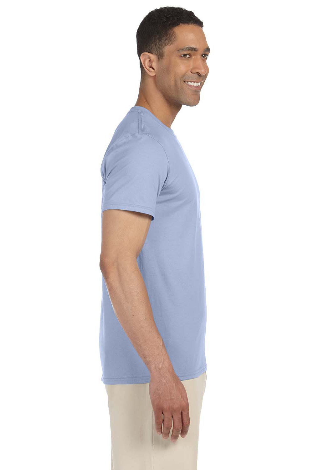 Gildan G640 Mens Softstyle Short Sleeve Crewneck T-Shirt Light Blue Side