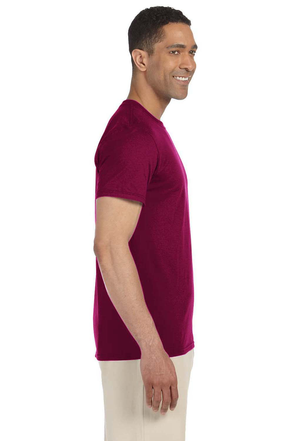 Gildan G640 Mens Softstyle Short Sleeve Crewneck T-Shirt Maroon Side