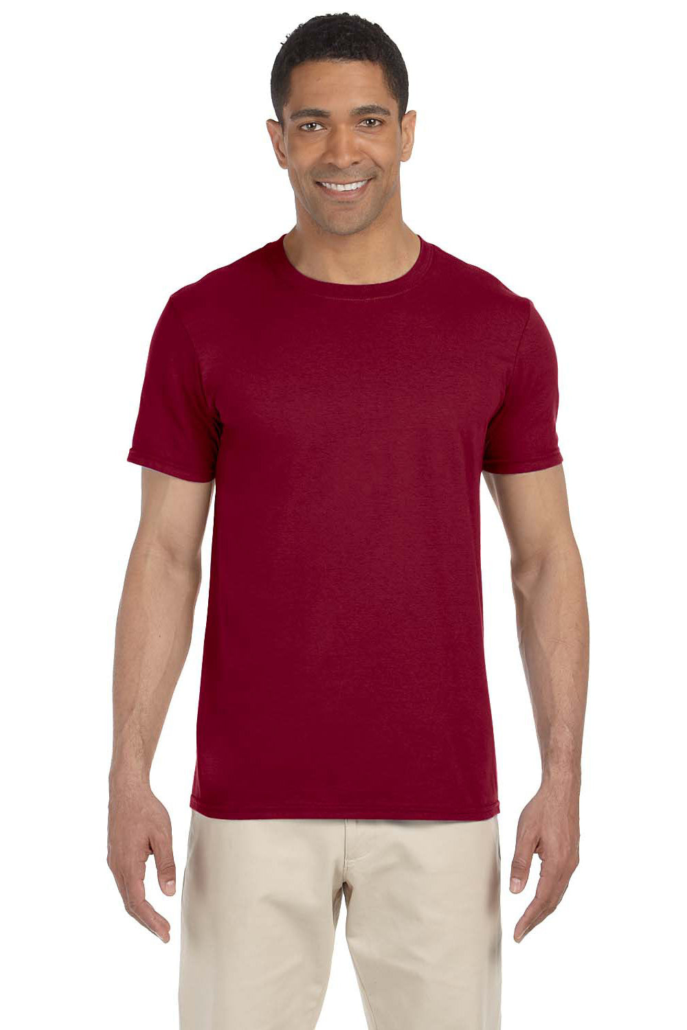 Gildan G640 Mens Softstyle Short Sleeve Crewneck T-Shirt Antique Cherry Red Front