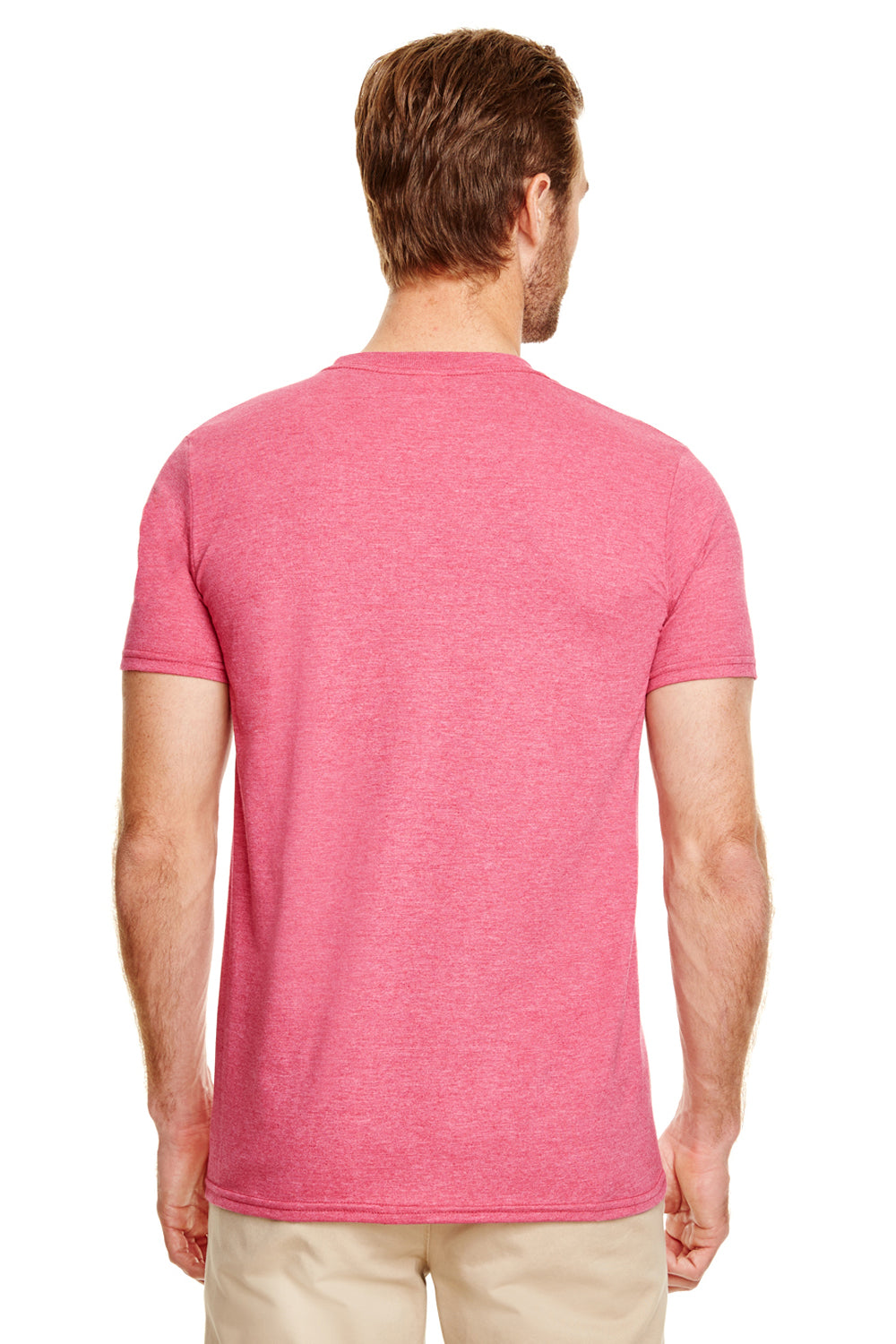 Gildan G640 Mens Softstyle Short Sleeve Crewneck T-Shirt Heather Cardinal Red Back