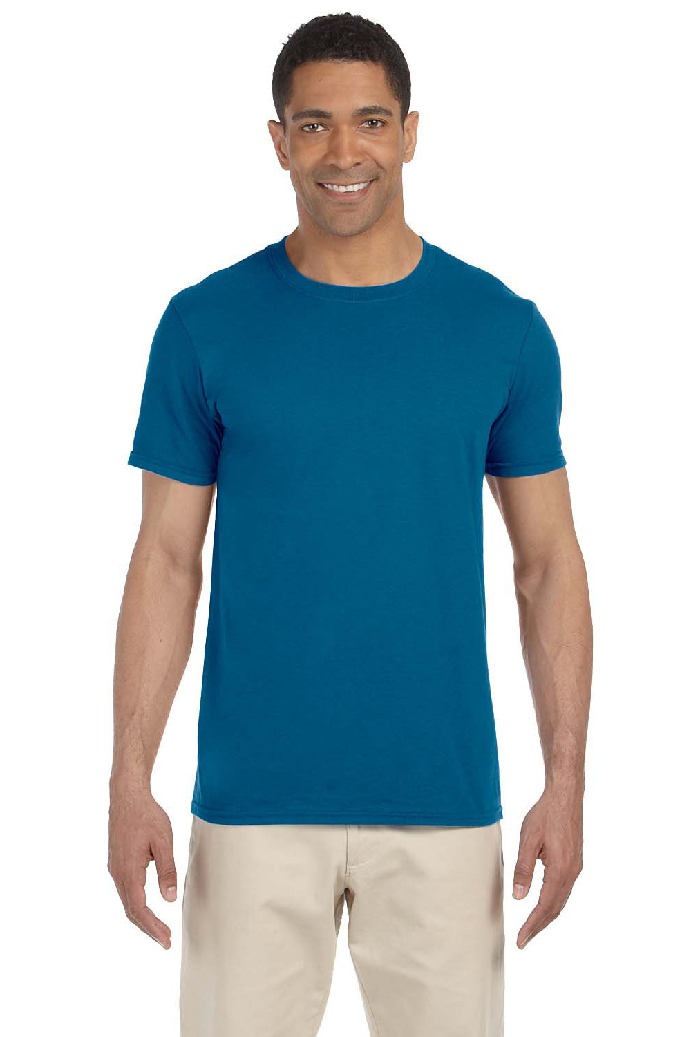 Gildan G640 Mens Softstyle Short Sleeve Crewneck T-Shirt Antique Sapphire Blue Front