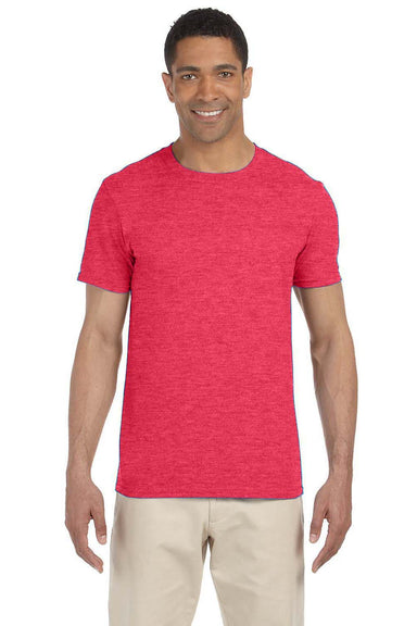 Gildan G640 Mens Softstyle Short Sleeve Crewneck T-Shirt Heather Red Front