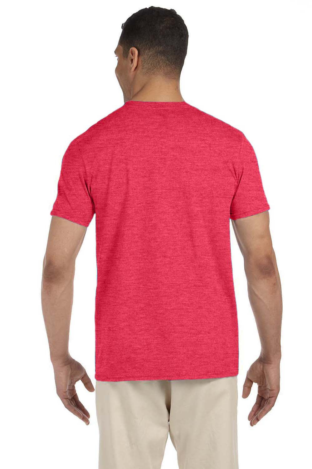 Gildan G640 Mens Softstyle Short Sleeve Crewneck T-Shirt Heather Red Back