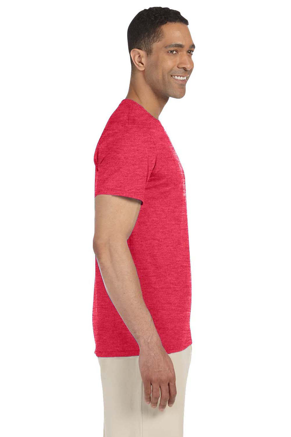 Gildan G640 Mens Softstyle Short Sleeve Crewneck T-Shirt Heather Red Side