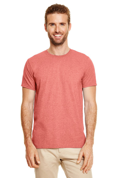 Gildan G640 Mens Softstyle Short Sleeve Crewneck T-Shirt Heather Bronze Red Front