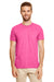 Gildan G640 Mens Softstyle Short Sleeve Crewneck T-Shirt Heather Heliconia Pink Front