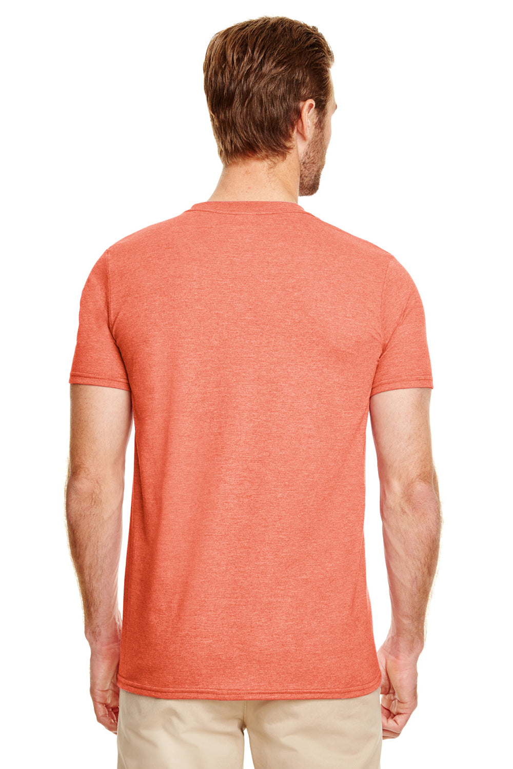 Gildan G640 Mens Softstyle Short Sleeve Crewneck T-Shirt Heather Orange Back