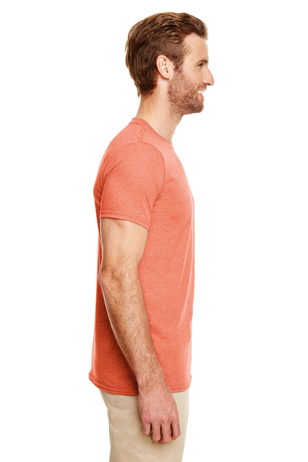 Gildan G640 Mens Softstyle Short Sleeve Crewneck T-Shirt Heather Orange Side