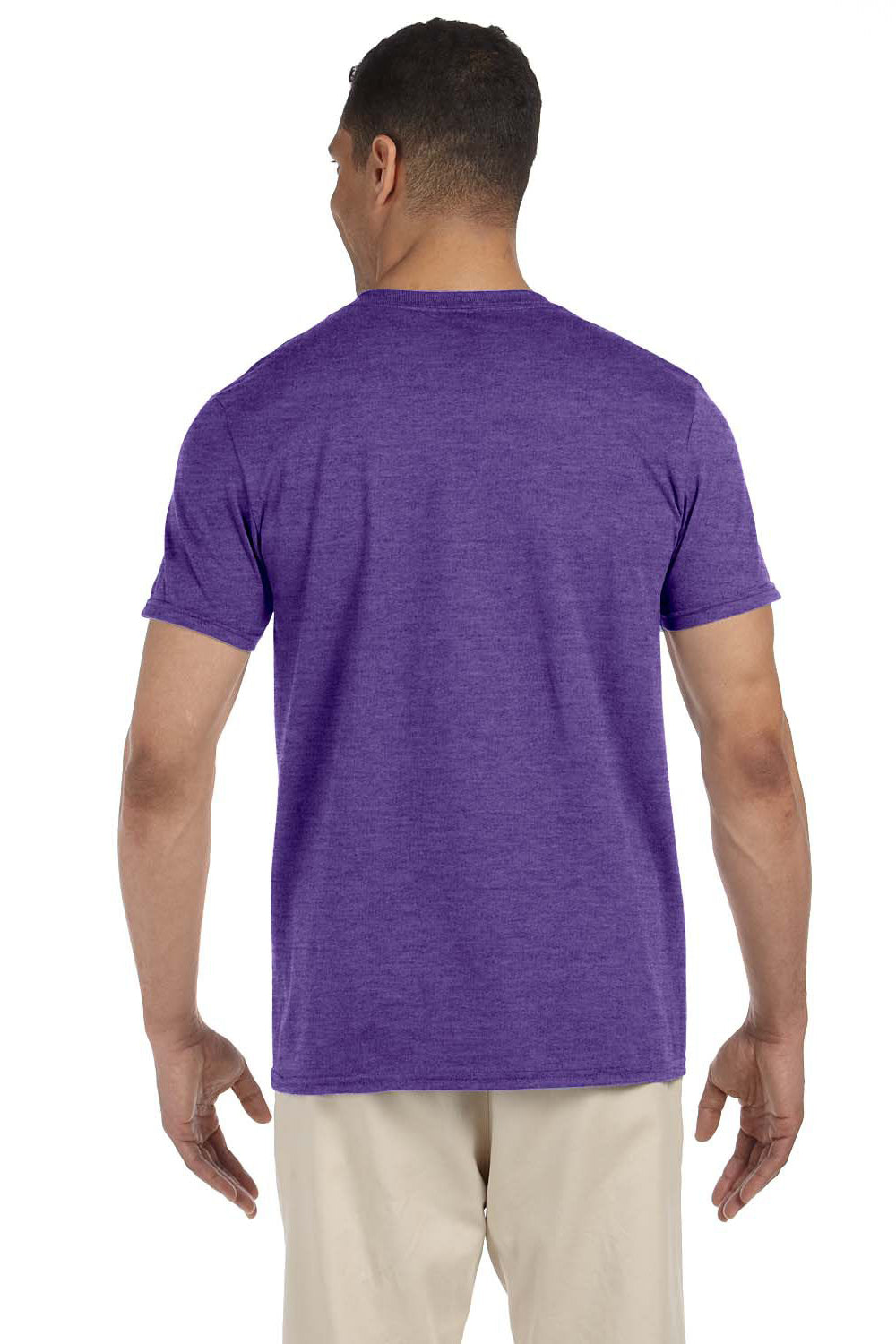 Gildan G640 Mens Softstyle Short Sleeve Crewneck T-Shirt Heather Purple Back