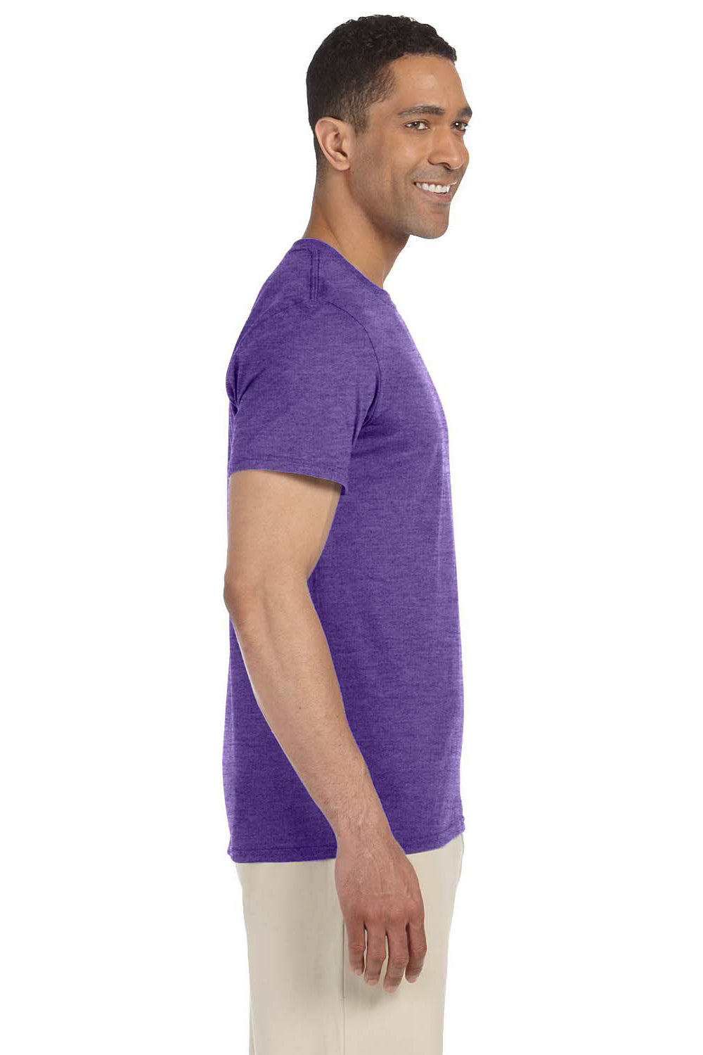 Gildan G640 Mens Softstyle Short Sleeve Crewneck T-Shirt Heather Purple Side