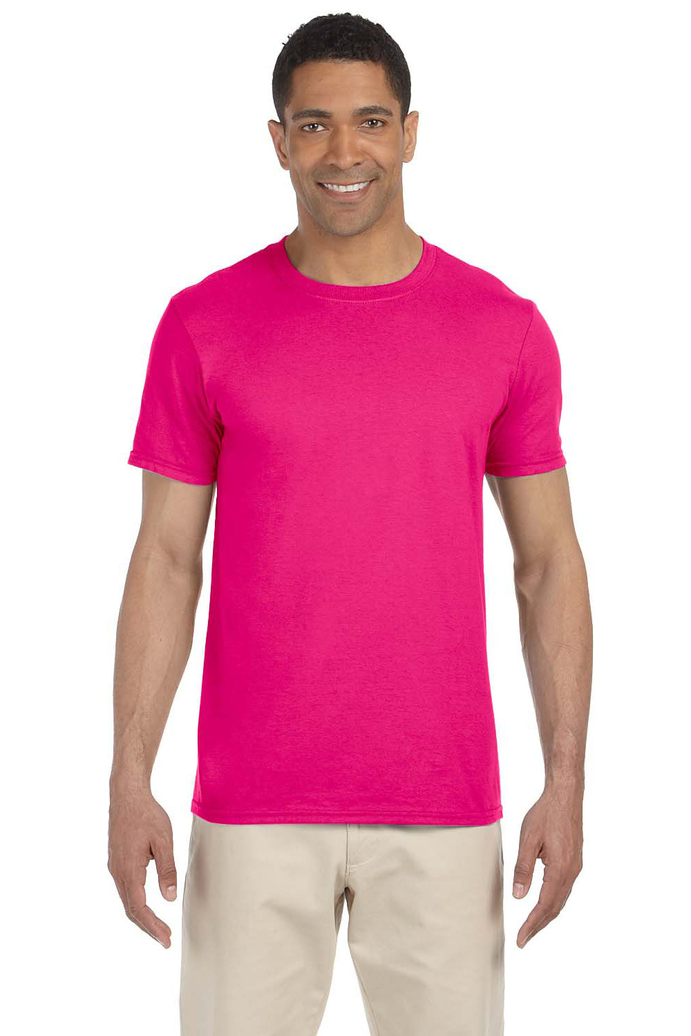 Gildan G640 Mens Softstyle Short Sleeve Crewneck T-Shirt Antique Heliconia Pink Front