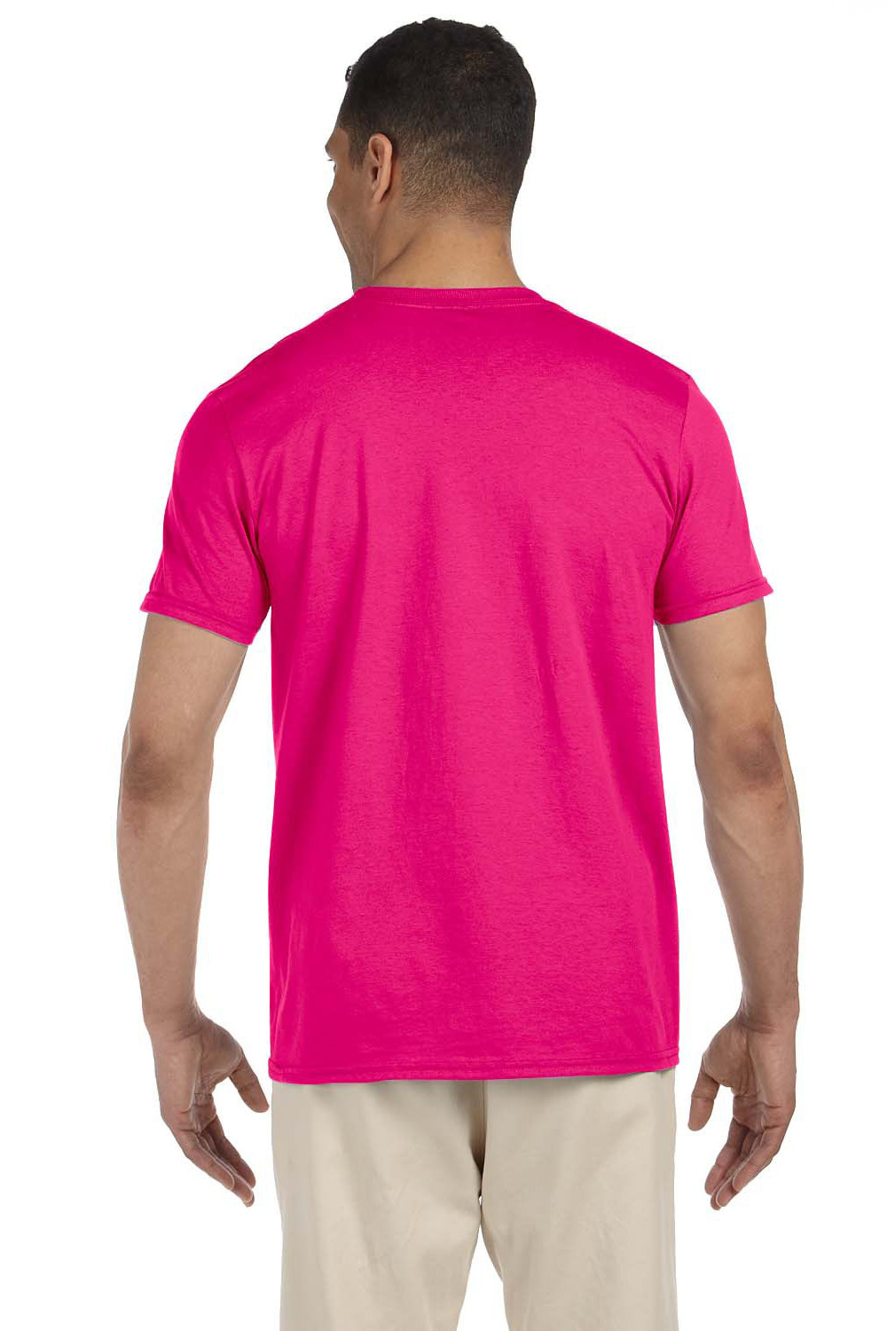Gildan G640 Mens Softstyle Short Sleeve Crewneck T-Shirt Antique Heliconia Pink Back