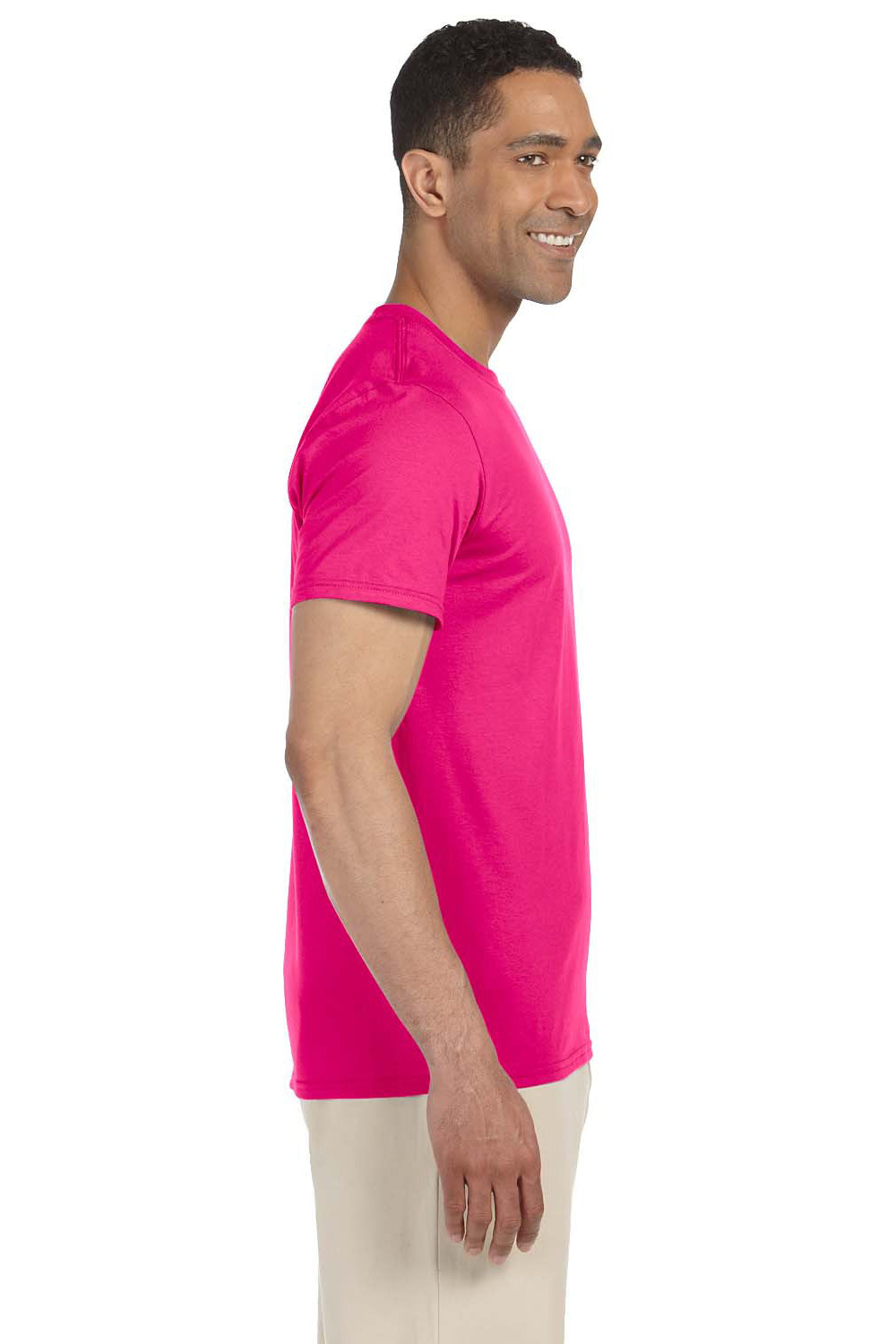 Gildan G640 Mens Softstyle Short Sleeve Crewneck T-Shirt Antique Heliconia Pink Side