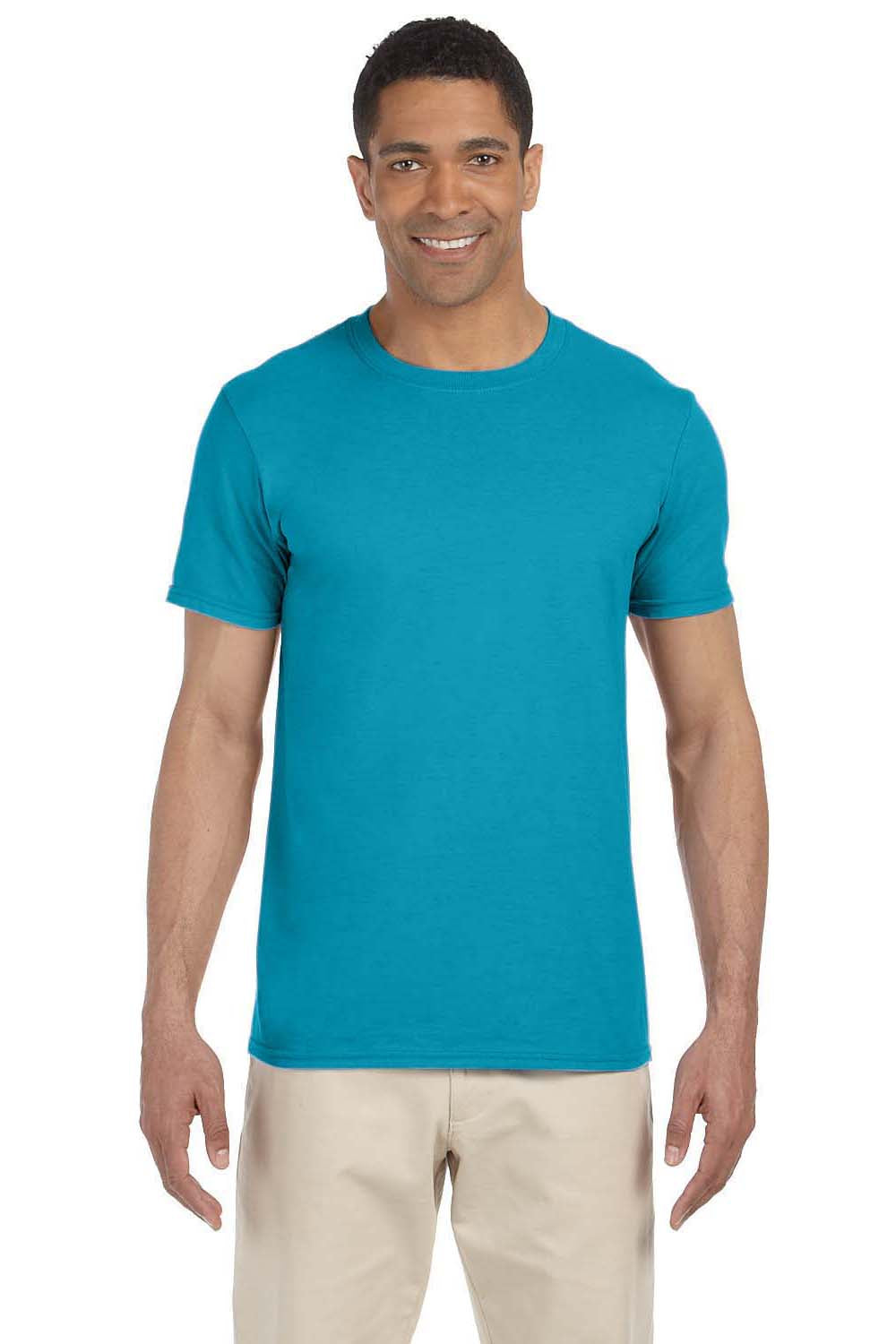Gildan G640 Mens Softstyle Short Sleeve Crewneck T-Shirt Tropical Blue Front