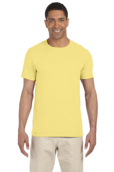 Gildan G640 Mens Softstyle Short Sleeve Crewneck T-Shirt Cornsilk Yellow Front