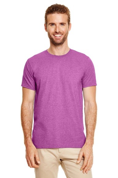 Gildan G640 Mens Softstyle Short Sleeve Crewneck T-Shirt Heather Orchid Purple Front