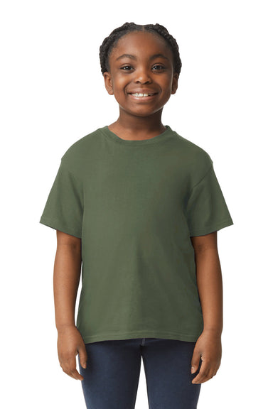 Gildan 64000B Youth Softstyle Short Sleeve Crewneck T-Shirt Military Green Front