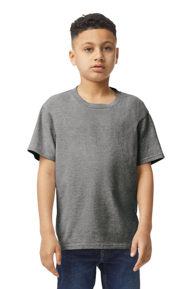 Gildan 64000B Youth Softstyle Short Sleeve Crewneck T-Shirt Heather Graphite Grey Front