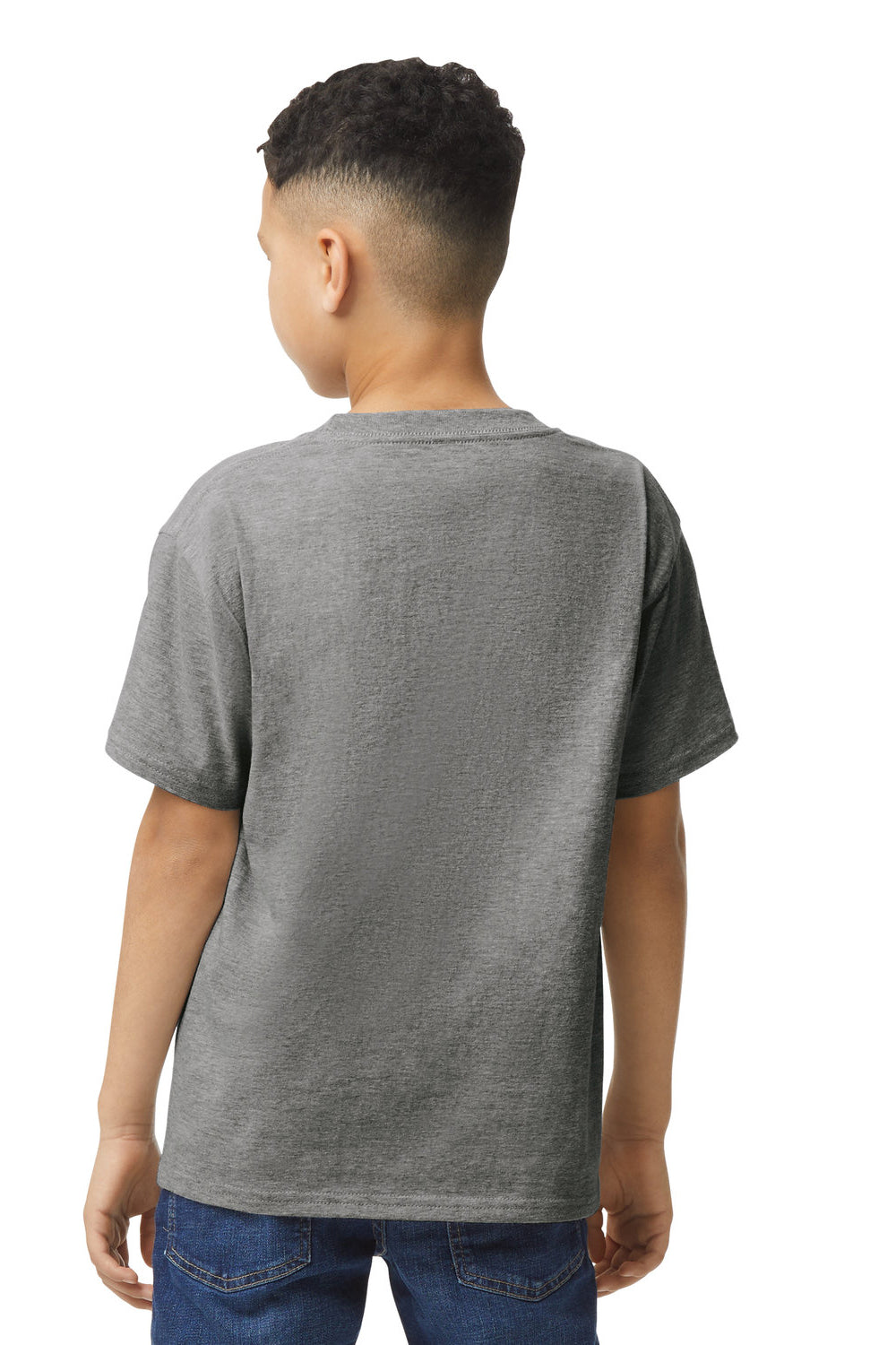 Gildan 64000B Youth Softstyle Short Sleeve Crewneck T-Shirt Heather Graphite Grey Back